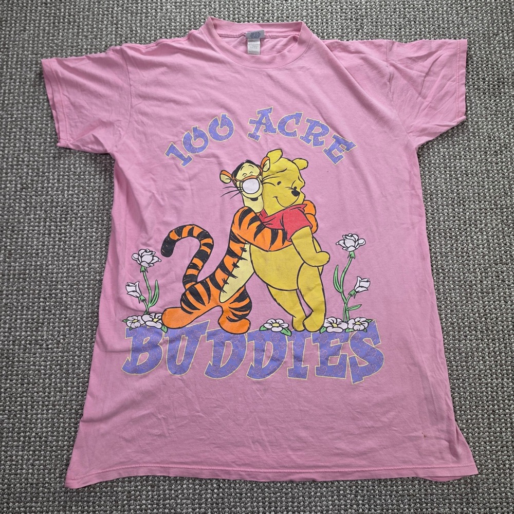 Disney Pooh T-Shirt Men One Size 100 Acre Buddies Tigger Pink Vintage Y2k 90s